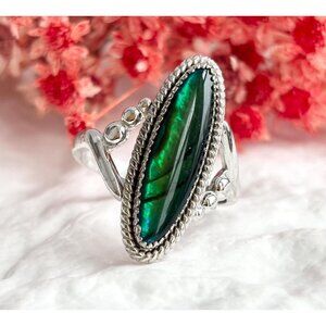 Faux Abalone Shell Vintage Southwest Sterling Silver 925 Vintage Ring - sz 8.5